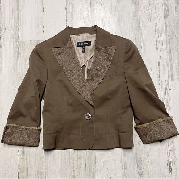 Escada Oak Virgin Wool Cropped Blazer - Picture 1 of 11